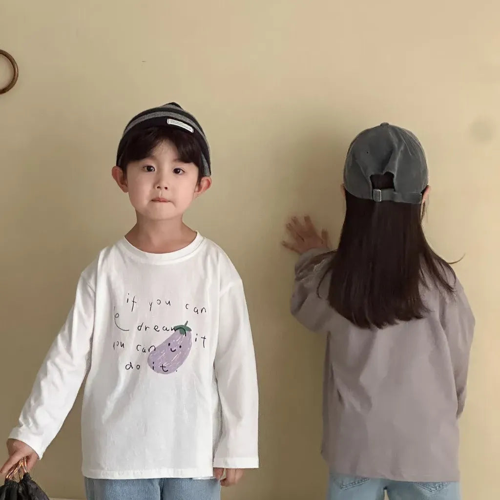 -手描き風イラスト長袖Tシャツ【mh0011229】 - mamahalo shop - 長袖Tシャツ -  べビー服 - 子供服 - 男の子 - 女の子