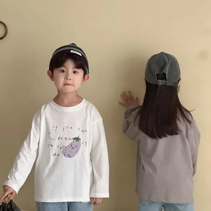 -手描き風イラスト長袖Tシャツ【mh0011229】 - mamahalo shop - 長袖Tシャツ -  べビー服 - 子供服 - 男の子 - 女の子