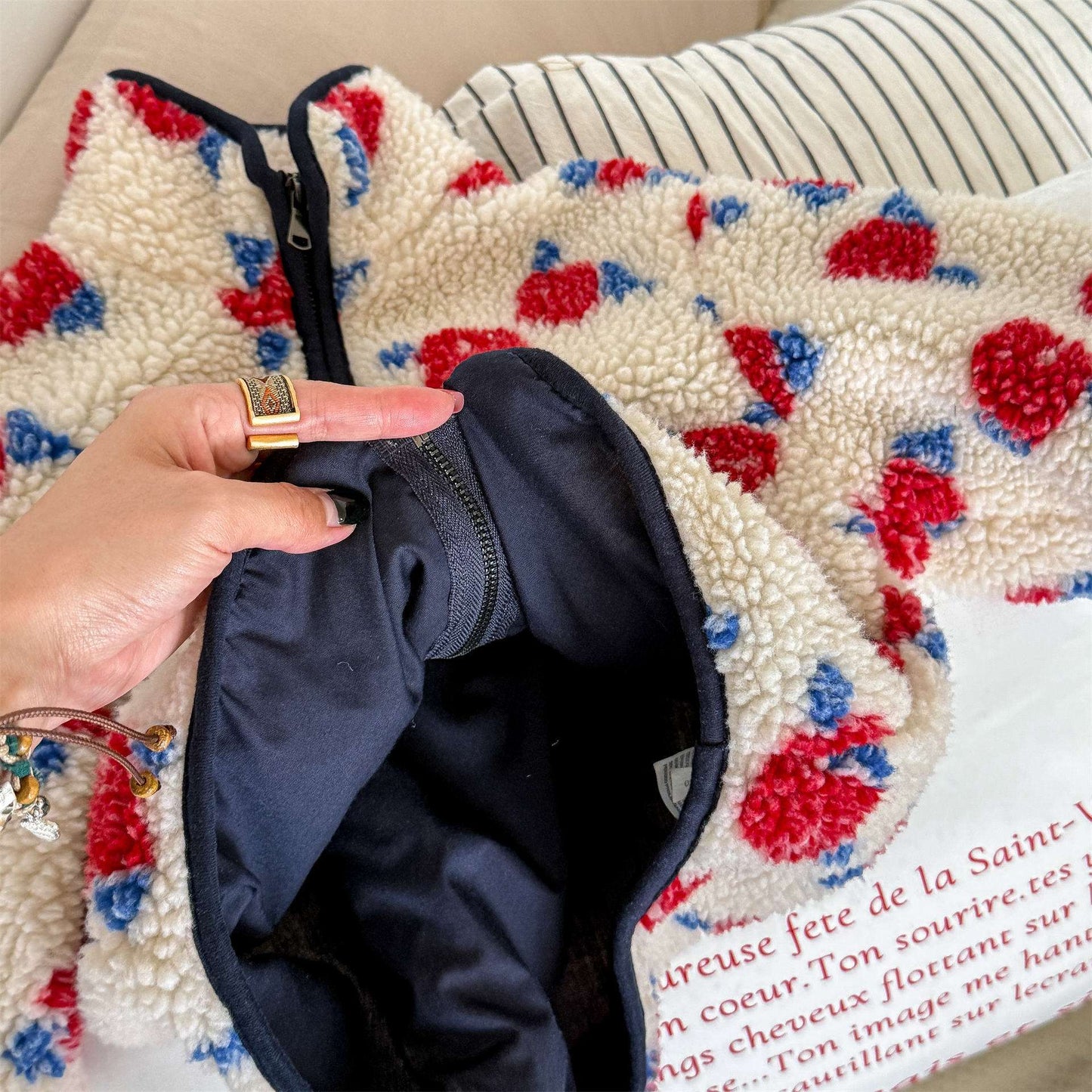 シープボアコート 花柄 フリースジャケット もこもこアウター 厚手防寒【mh0011436】