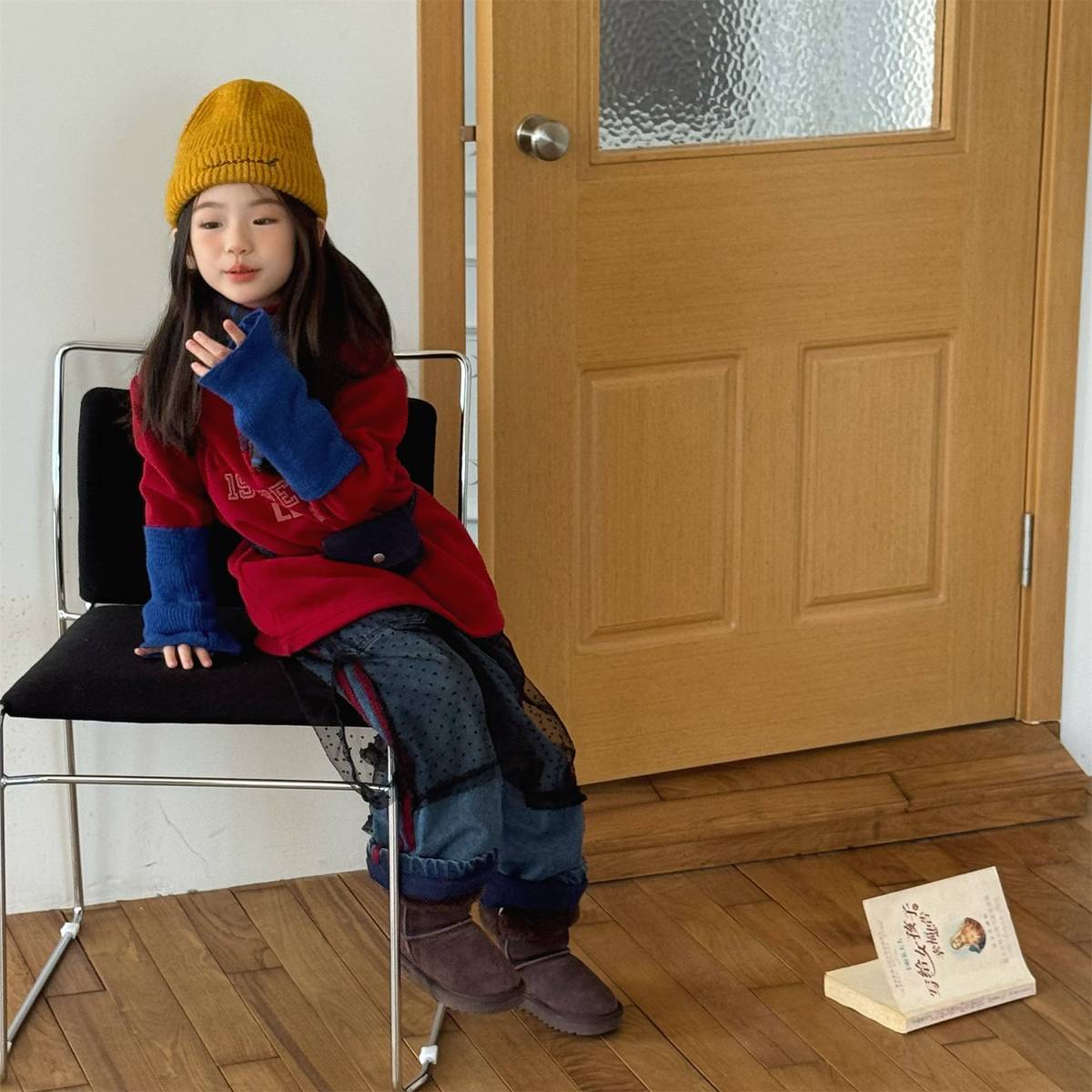 -長袖Tシャツ フリース素材 ハイネック ペンギン刺繍 プルオーバー【mh0011407】 - mamahalo shop - 長袖Tシャツ -  べビー服 - 子供服 - 男の子 - 女の子