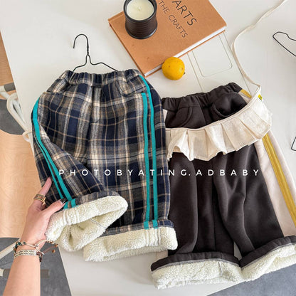 -裏起毛スウェットパンツ ロングパンツ カジュアル チェック サイドライン【mh0011402】 - mamahalo shop - ロングパンツ・スウェットパンツ -  べビー服 - 子供服 - 男の子 - 女の子