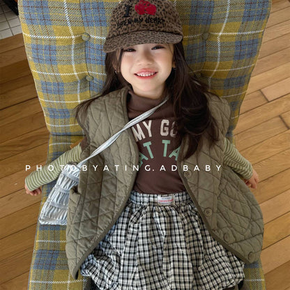 -キルティングベスト ノースリーブ 刺繍ロゴ 中綿入り アウター【mh0011411】 - mamahalo shop - ベスト -  べビー服 - 子供服 - 男の子 - 女の子