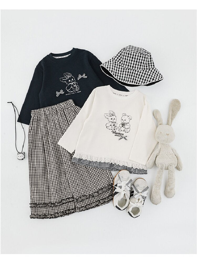 Embroidered Blouse Gingham Pants 裾刺繍 ブラウス ギンガム パンツ セットアップ【mh0012727】