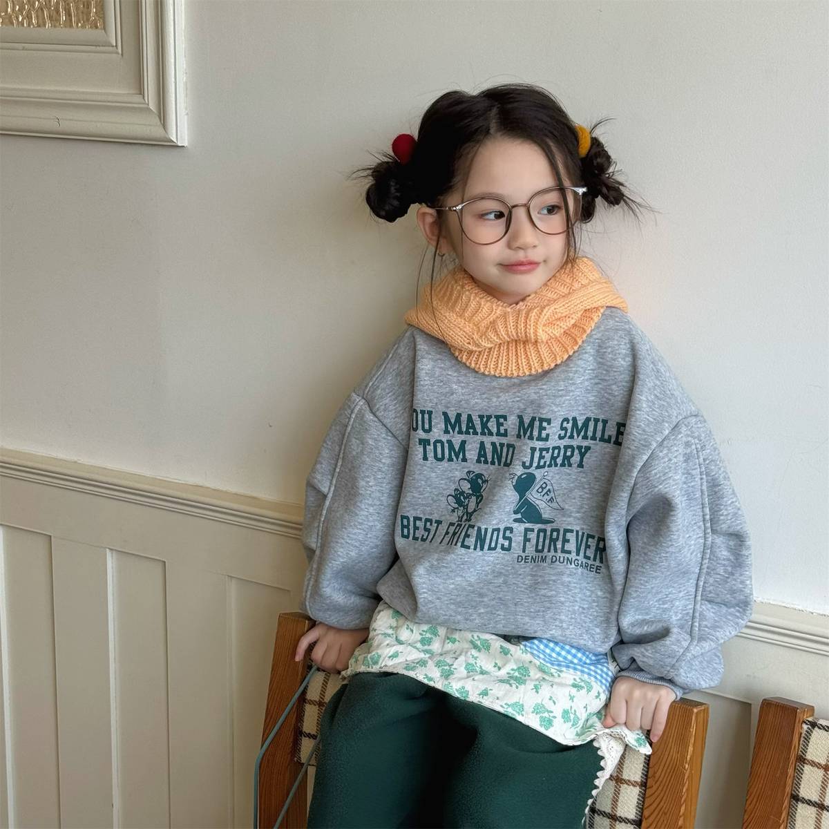 -長袖スウェットトレーナー 裏起毛 プリントロゴ入り カジュアルトップス【mh0011399】 - mamahalo shop - トレーナー・フーディ -  べビー服 - 子供服 - 男の子 - 女の子