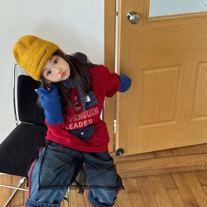 -長袖Tシャツ フリース素材 ハイネック ペンギン刺繍 プルオーバー【mh0011407】 - mamahalo shop - 長袖Tシャツ -  べビー服 - 子供服 - 男の子 - 女の子