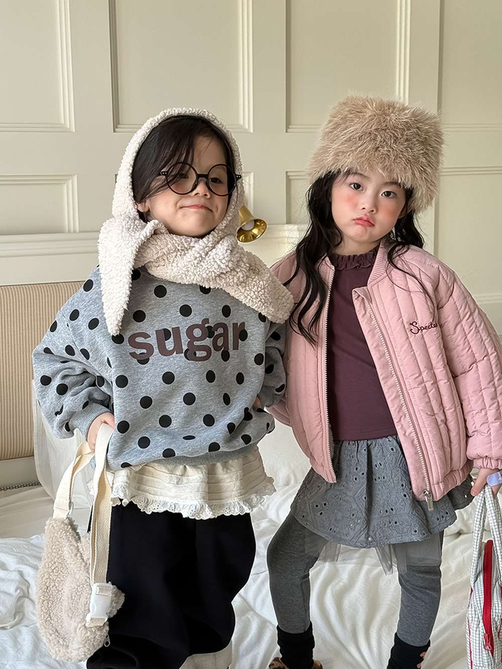 Long-sleeved quilted jacket | Padded and fully embroidered | Character print outerwear [mh0011467]