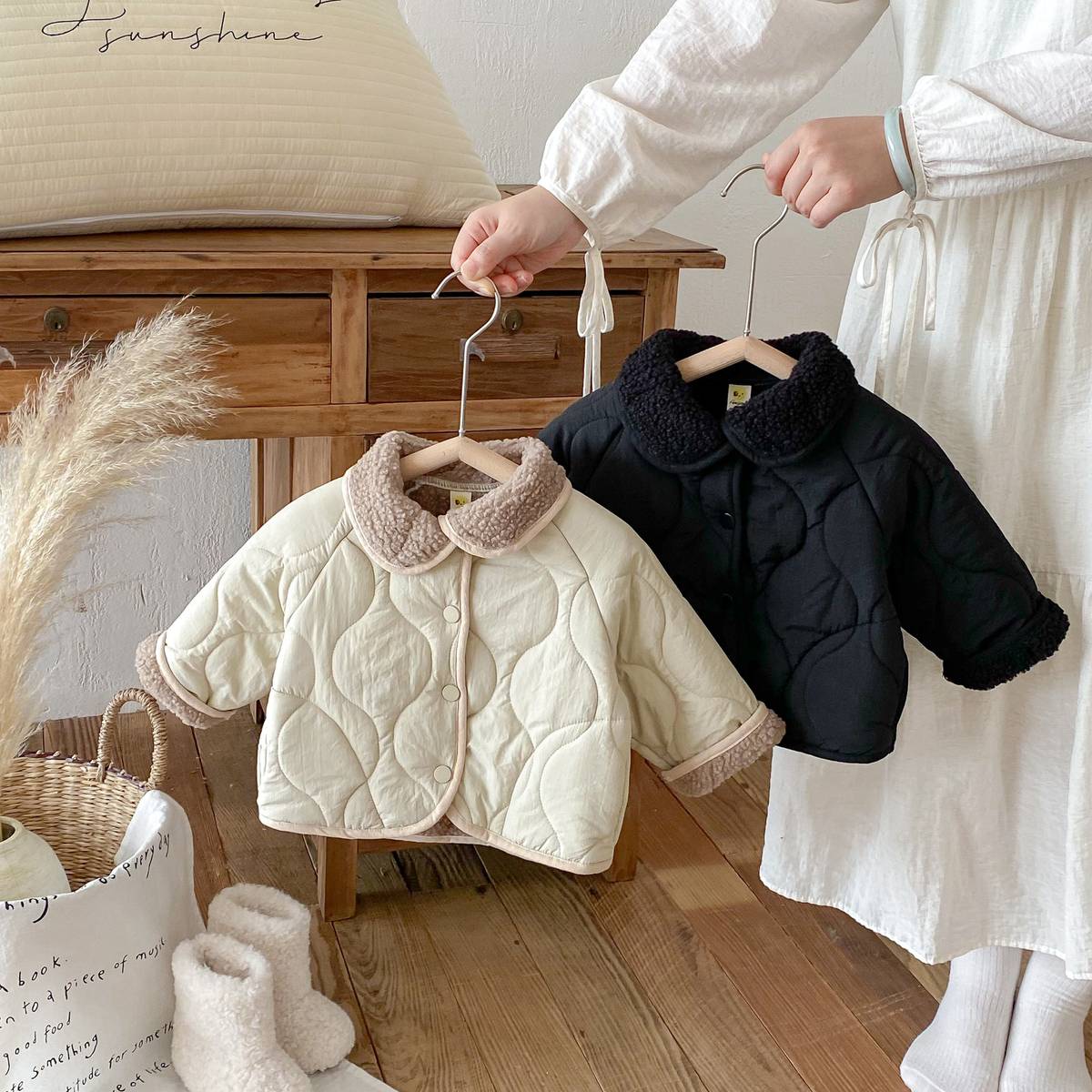 -中綿ジャケット キルティング ボア襟 あったか ボア裏地 防寒 アウター【mh0011397】 - mamahalo shop - ショートコート・ジャケット・ジャンパー -  べビー服 - 子供服 - 男の子 - 女の子