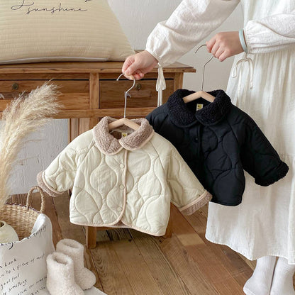 -中綿ジャケット キルティング ボア襟 あったか ボア裏地 防寒 アウター【mh0011397】 - mamahalo shop - ショートコート・ジャケット・ジャンパー -  べビー服 - 子供服 - 男の子 - 女の子