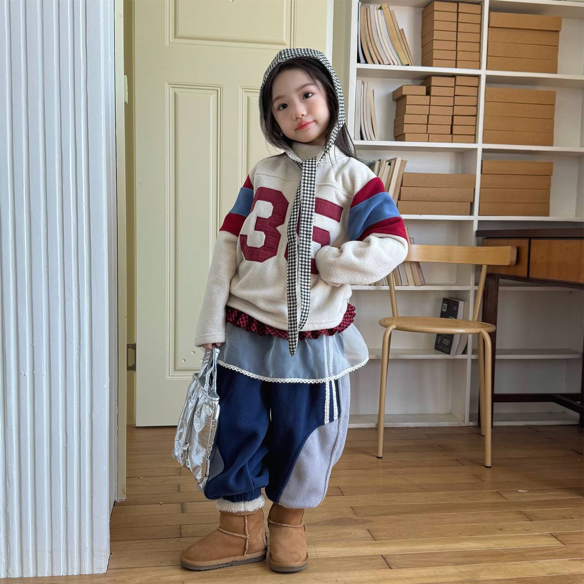 -長袖フリース プルオーバー ナンバーワッペン ハイネック スリーブデザイン【mh0011409】 - mamahalo shop - トレーナー・フーディ -  べビー服 - 子供服 - 男の子 - 女の子