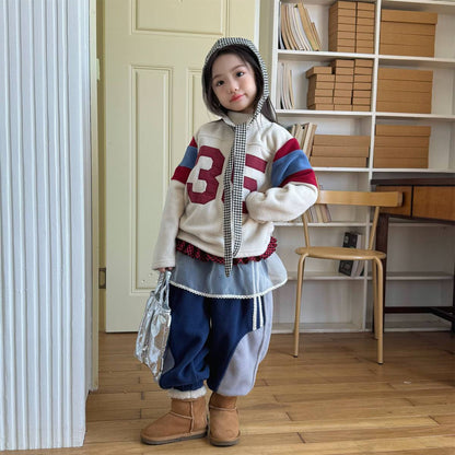 -長袖フリース プルオーバー ナンバーワッペン ハイネック スリーブデザイン【mh0011409】 - mamahalo shop - トレーナー・フーディ -  べビー服 - 子供服 - 男の子 - 女の子