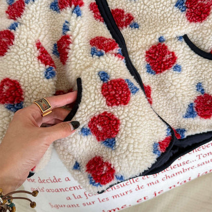 シープボアコート 花柄 フリースジャケット もこもこアウター 厚手防寒【mh0011436】