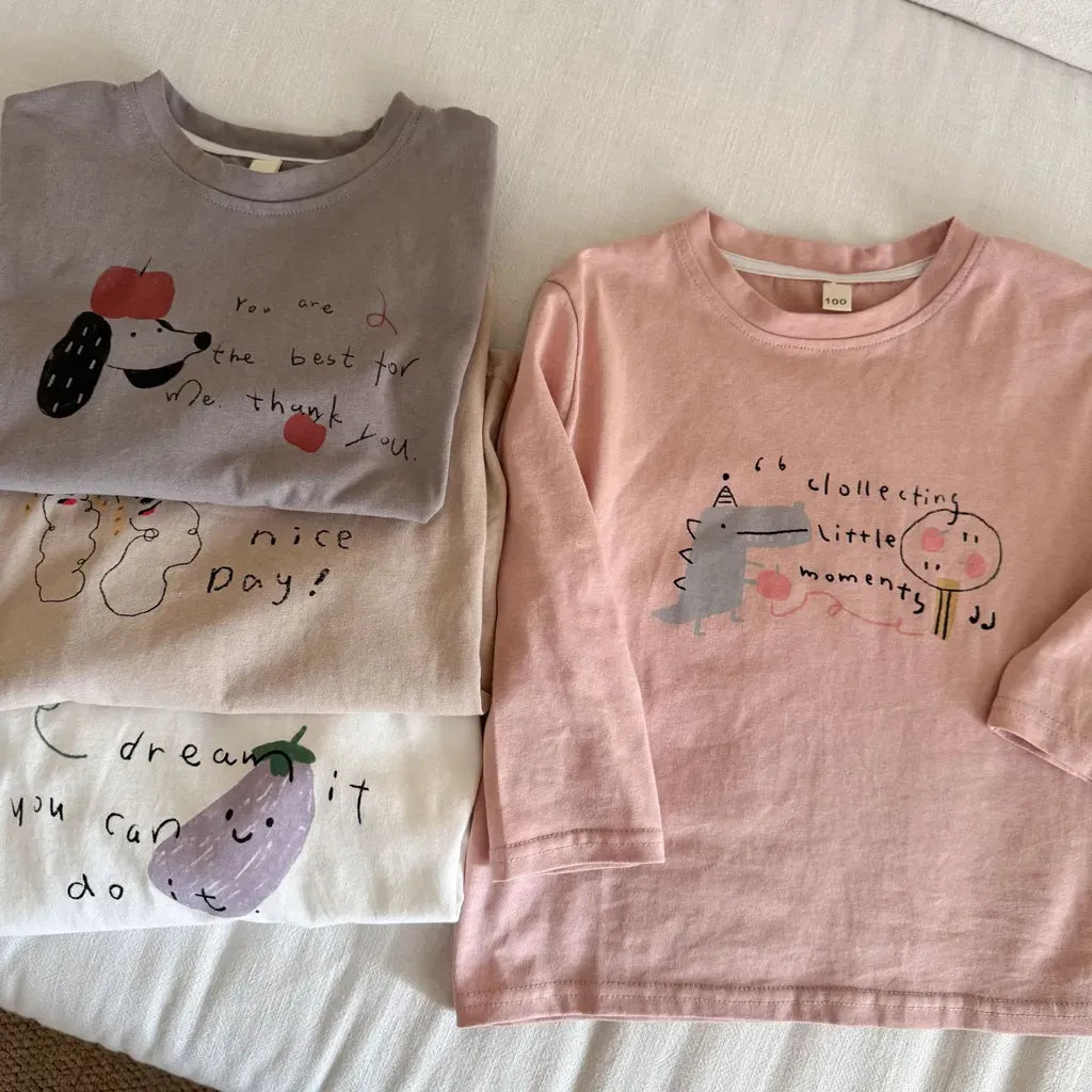 -手描き風イラスト長袖Tシャツ【mh0011229】 - mamahalo shop - 長袖Tシャツ -  べビー服 - 子供服 - 男の子 - 女の子