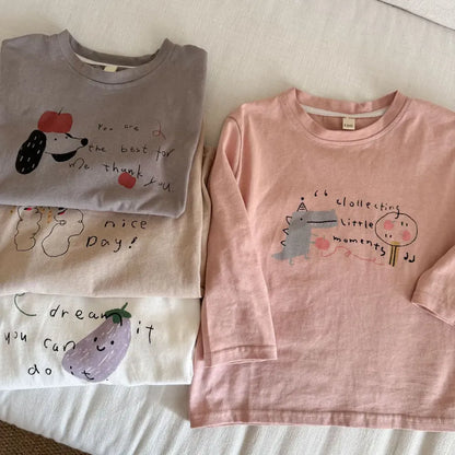 -手描き風イラスト長袖Tシャツ【mh0011229】 - mamahalo shop - 長袖Tシャツ -  べビー服 - 子供服 - 男の子 - 女の子