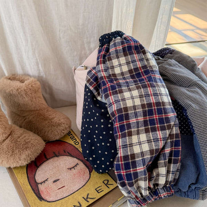 -パッチワークロングパンツ デニム調 キルティング 中綿入り【mh0011424】 - mamahalo shop - ロングパンツ・スウェットパンツ -  べビー服 - 子供服 - 男の子 - 女の子