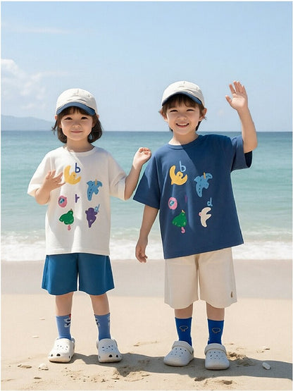 Bird Print Cotton Tee & Wide Shorts 小鳥プリント 半袖Tシャツ ショートパンツ【mh0012729】