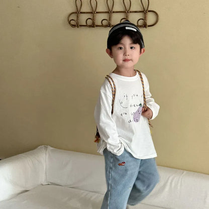 -手描き風イラスト長袖Tシャツ【mh0011229】 - mamahalo shop - 長袖Tシャツ -  べビー服 - 子供服 - 男の子 - 女の子