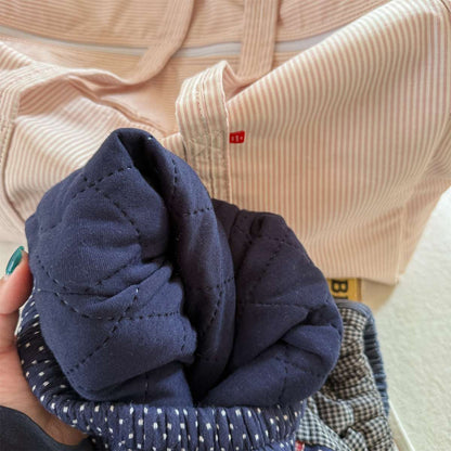 -パッチワークロングパンツ デニム調 キルティング 中綿入り【mh0011424】 - mamahalo shop - ロングパンツ・スウェットパンツ -  べビー服 - 子供服 - 男の子 - 女の子