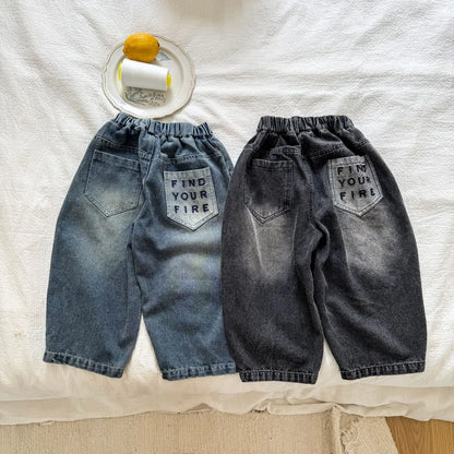 -バックロゴ刺繍バルーンデニムパンツ【mh0011248】 - mamahalo shop - デニムパンツ -  べビー服 - 子供服 - 男の子 - 女の子