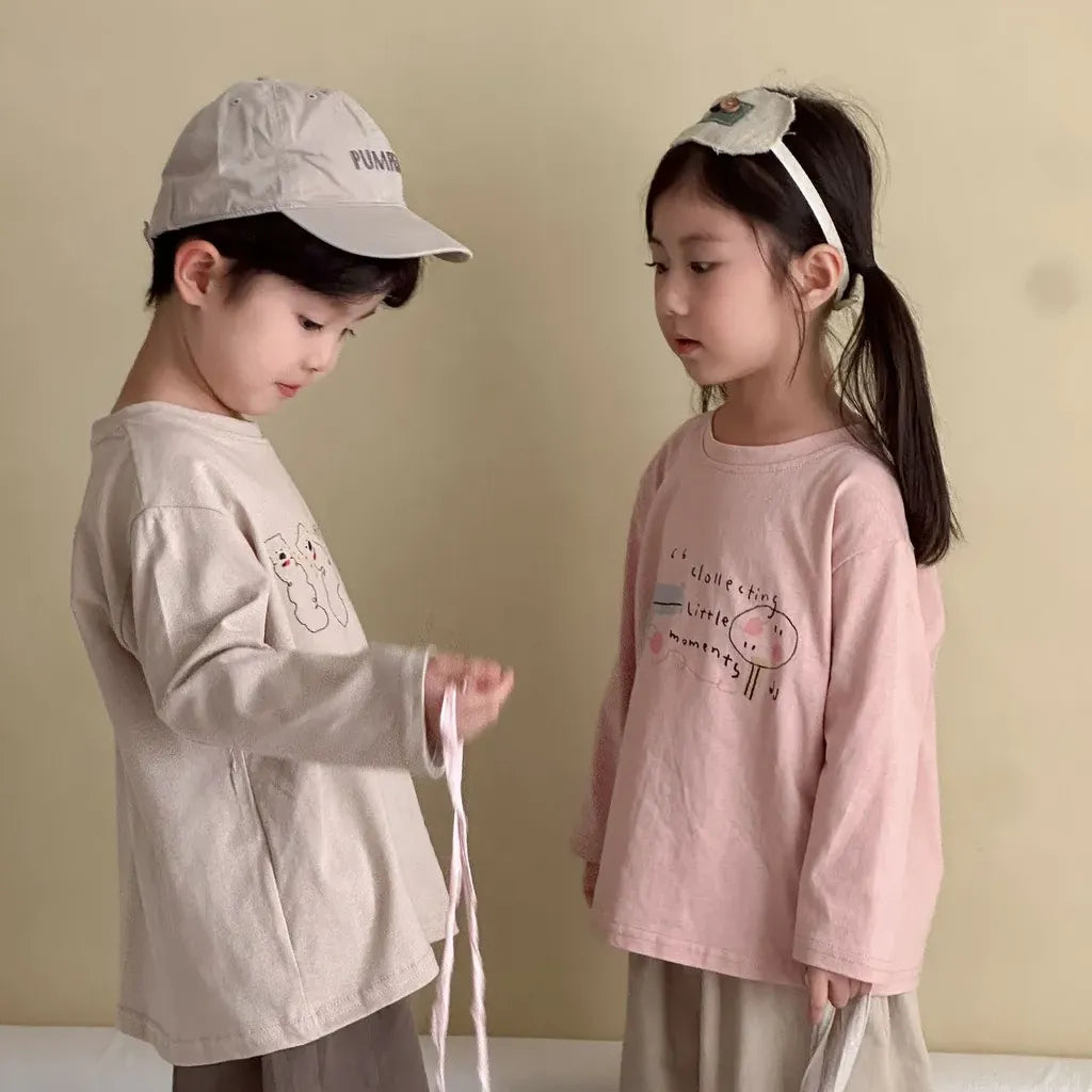 -手描き風イラスト長袖Tシャツ【mh0011229】 - mamahalo shop - 長袖Tシャツ -  べビー服 - 子供服 - 男の子 - 女の子