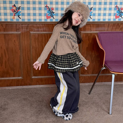 -裏起毛スウェットパンツ ロングパンツ カジュアル チェック サイドライン【mh0011402】 - mamahalo shop - ロングパンツ・スウェットパンツ -  べビー服 - 子供服 - 男の子 - 女の子