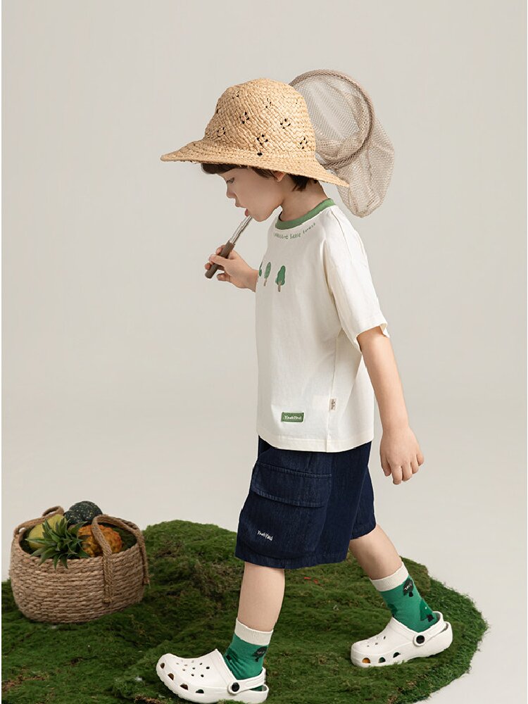 Little Forest Series リーフ柄 半袖シャツ Tシャツ デニム セットアップ【mh0012734】