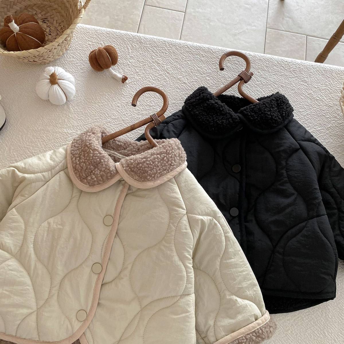 -中綿ジャケット キルティング ボア襟 あったか ボア裏地 防寒 アウター【mh0011397】 - mamahalo shop - ショートコート・ジャケット・ジャンパー -  べビー服 - 子供服 - 男の子 - 女の子