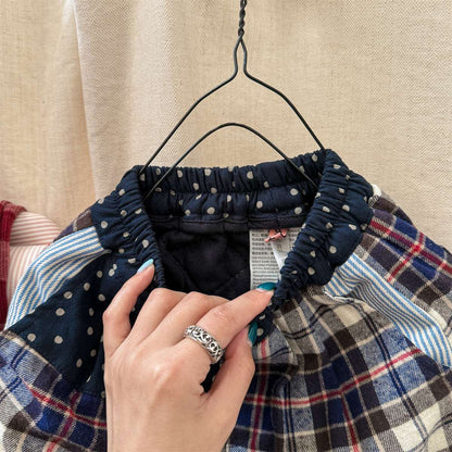 -パッチワークロングパンツ デニム調 キルティング 中綿入り【mh0011424】 - mamahalo shop - ロングパンツ・スウェットパンツ -  べビー服 - 子供服 - 男の子 - 女の子