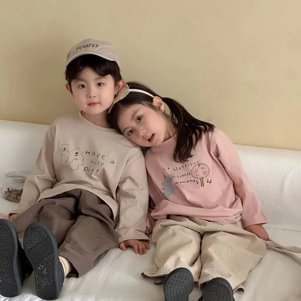 -手描き風イラスト長袖Tシャツ【mh0011229】 - mamahalo shop - 長袖Tシャツ -  べビー服 - 子供服 - 男の子 - 女の子