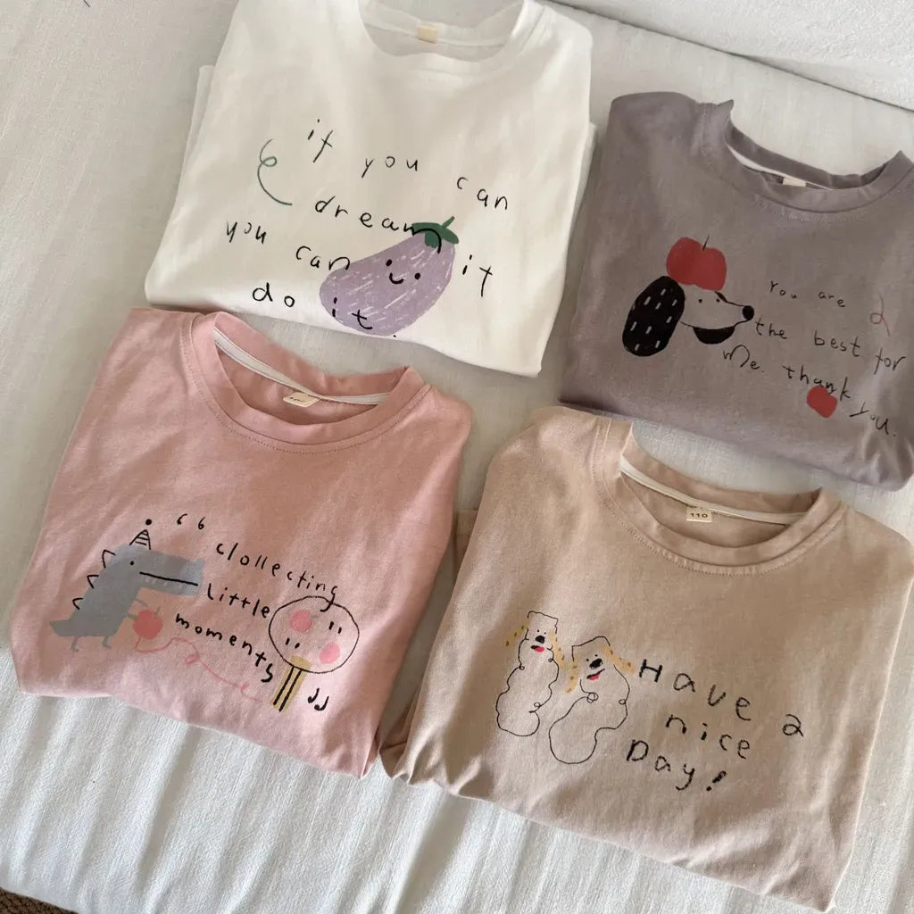 -手描き風イラスト長袖Tシャツ【mh0011229】 - mamahalo shop - 長袖Tシャツ -  べビー服 - 子供服 - 男の子 - 女の子