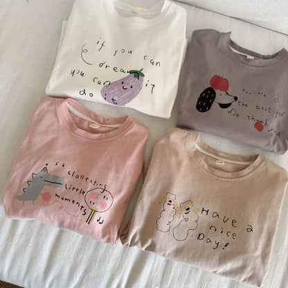 -手描き風イラスト長袖Tシャツ【mh0011229】 - mamahalo shop - 長袖Tシャツ -  べビー服 - 子供服 - 男の子 - 女の子