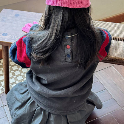 -長袖フリース プルオーバー ナンバーワッペン ハイネック スリーブデザイン【mh0011409】 - mamahalo shop - トレーナー・フーディ -  べビー服 - 子供服 - 男の子 - 女の子