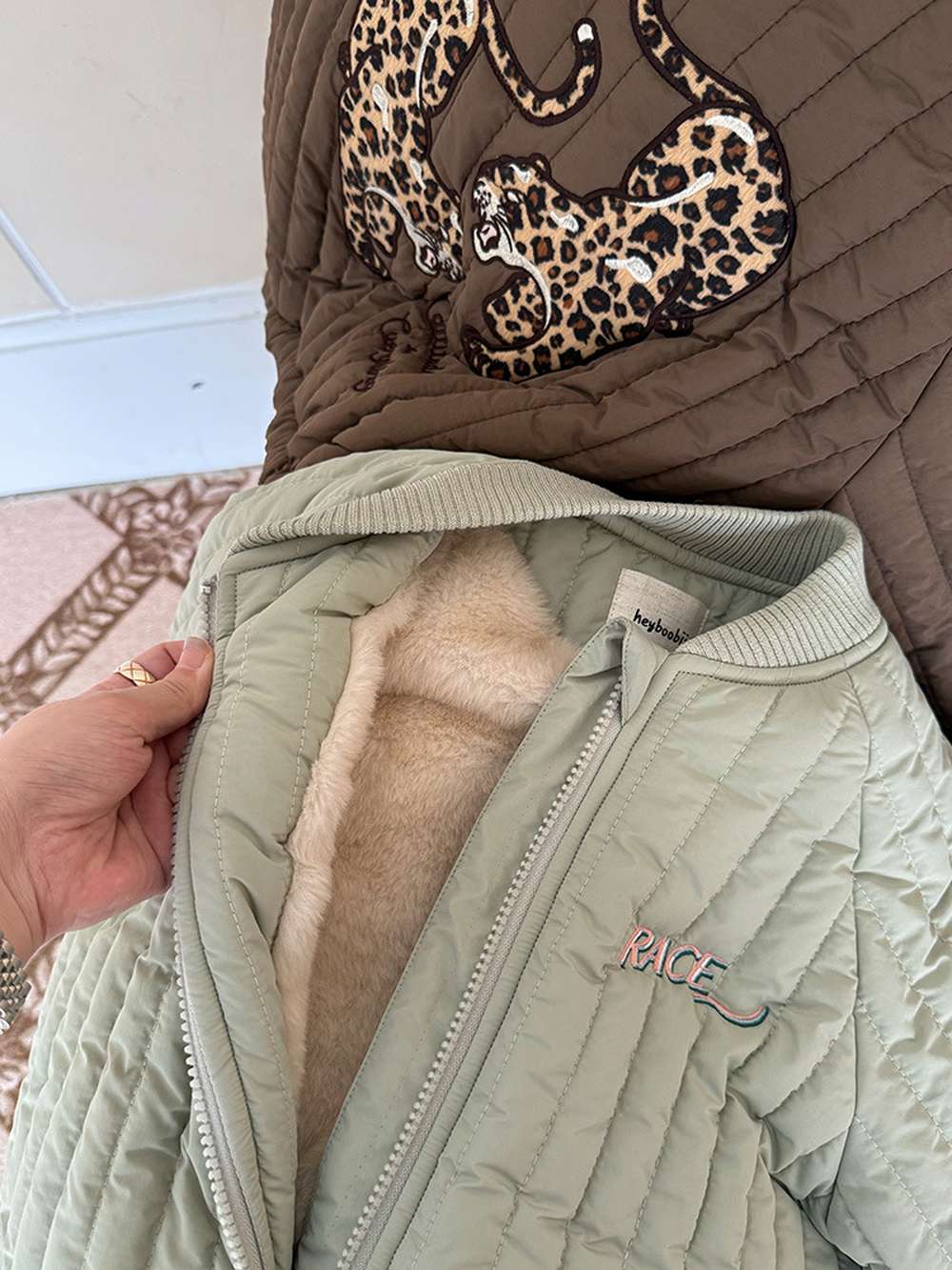 Long-sleeved quilted jacket | Padded and fully embroidered | Character print outerwear [mh0011467]