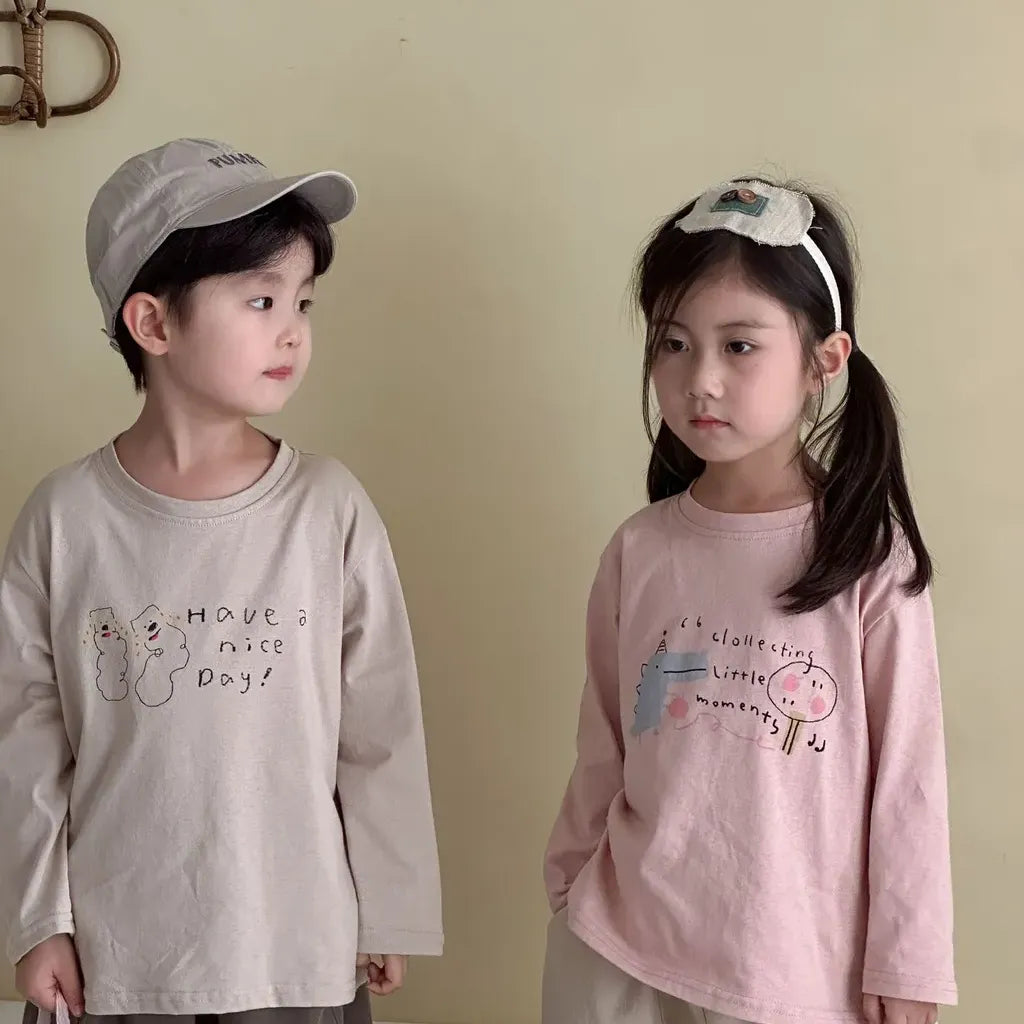 -手描き風イラスト長袖Tシャツ【mh0011229】 - mamahalo shop - 長袖Tシャツ -  べビー服 - 子供服 - 男の子 - 女の子