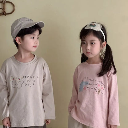 -手描き風イラスト長袖Tシャツ【mh0011229】 - mamahalo shop - 長袖Tシャツ -  べビー服 - 子供服 - 男の子 - 女の子