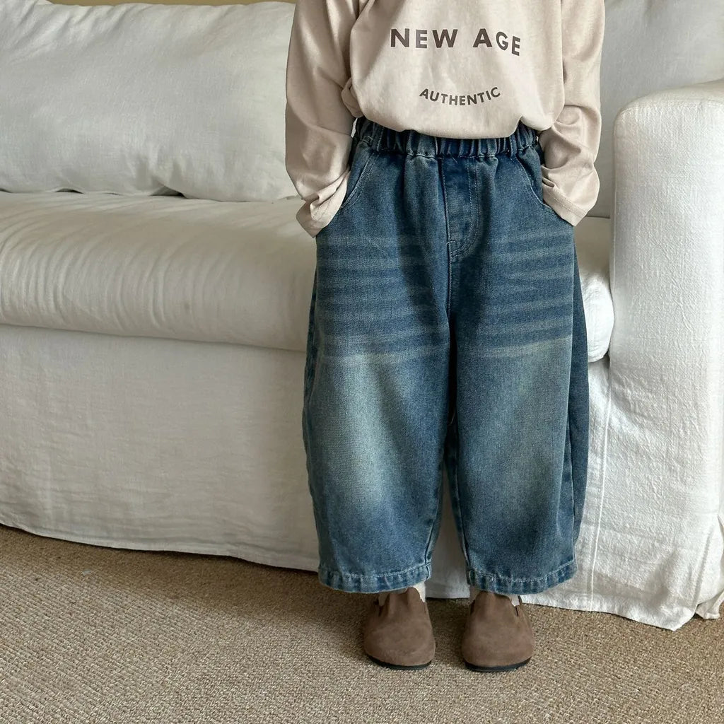 -バックロゴ刺繍バルーンデニムパンツ【mh0011248】 - mamahalo shop - デニムパンツ -  べビー服 - 子供服 - 男の子 - 女の子