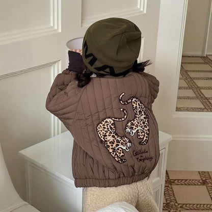 Long-sleeved quilted jacket | Padded and fully embroidered | Character print outerwear [mh0011467]