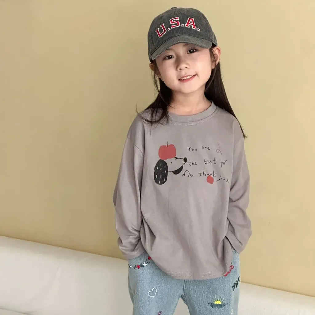 -手描き風イラスト長袖Tシャツ【mh0011229】 - mamahalo shop - 長袖Tシャツ -  べビー服 - 子供服 - 男の子 - 女の子