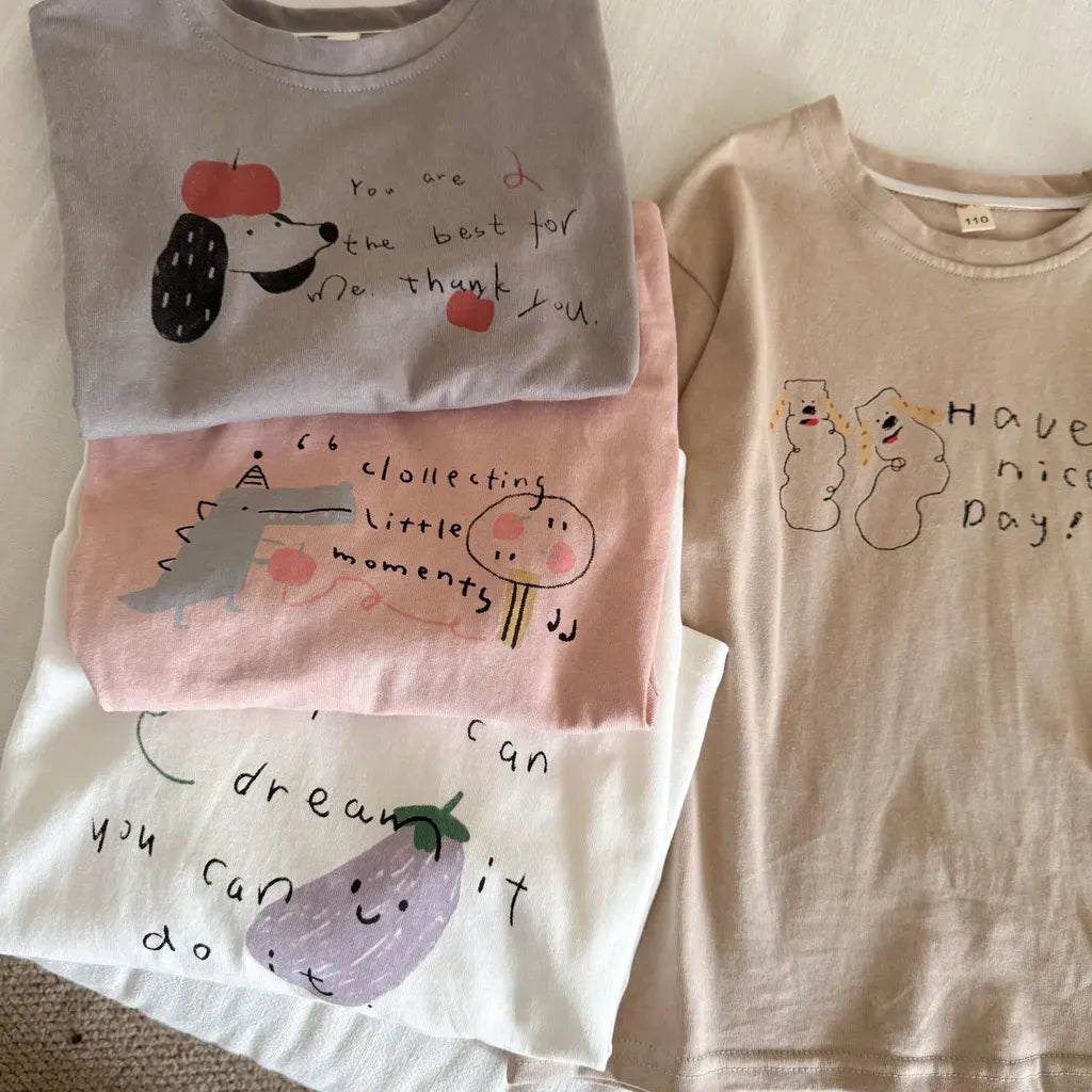 -手描き風イラスト長袖Tシャツ【mh0011229】 - mamahalo shop - 長袖Tシャツ -  べビー服 - 子供服 - 男の子 - 女の子