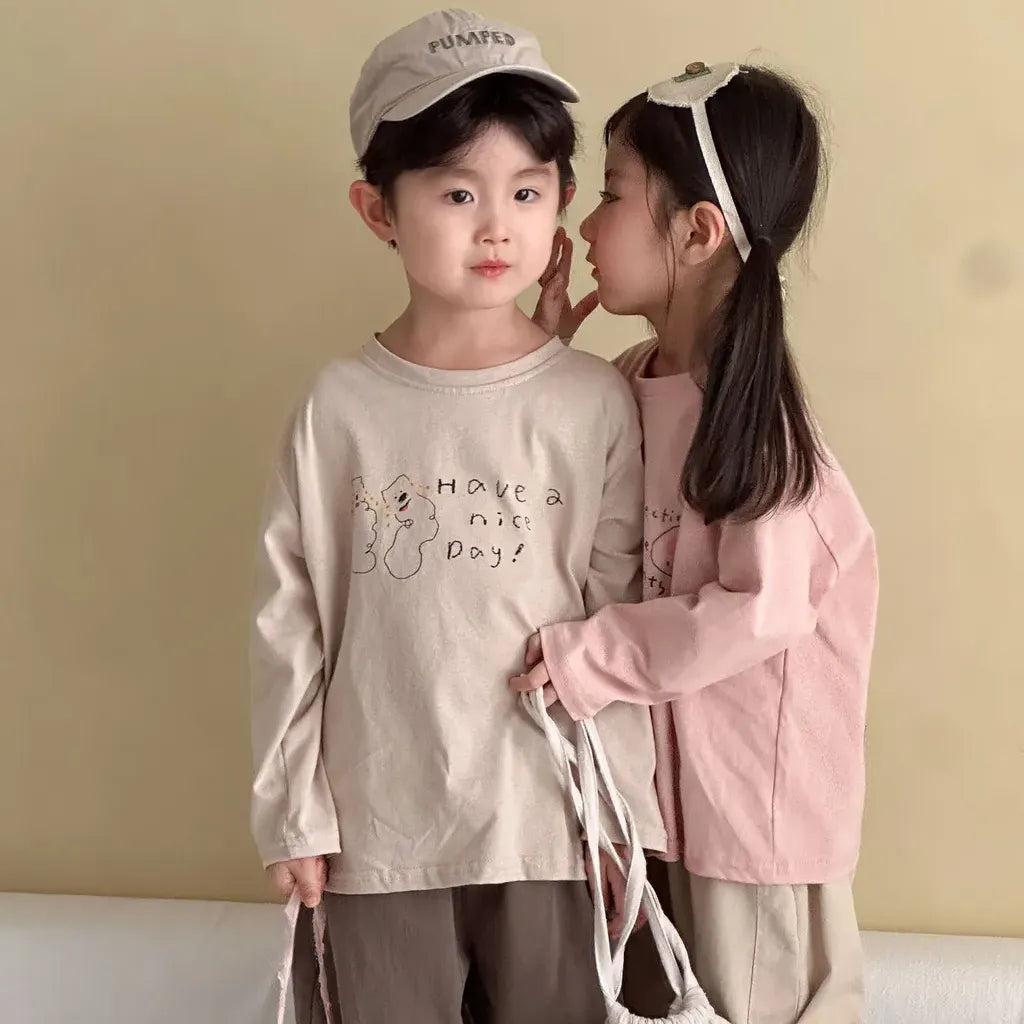 -手描き風イラスト長袖Tシャツ【mh0011229】 - mamahalo shop - 長袖Tシャツ -  べビー服 - 子供服 - 男の子 - 女の子