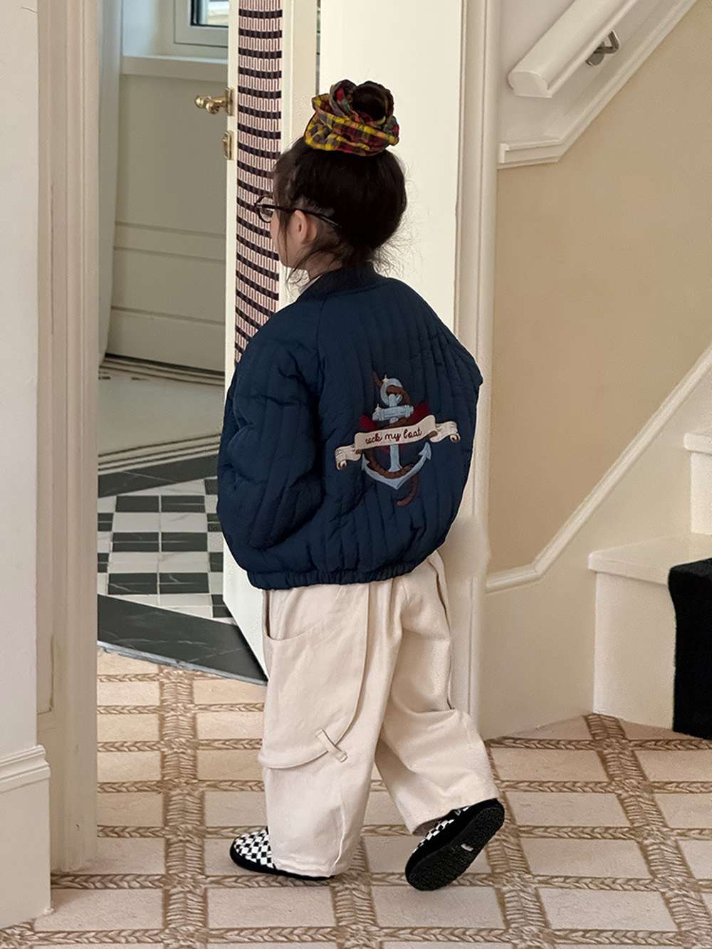 Long-sleeved quilted jacket | Padded and fully embroidered | Character print outerwear [mh0011467]