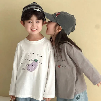 -手描き風イラスト長袖Tシャツ【mh0011229】 - mamahalo shop - 長袖Tシャツ -  べビー服 - 子供服 - 男の子 - 女の子