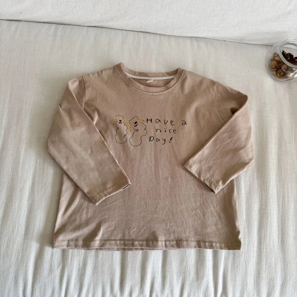 -手描き風イラスト長袖Tシャツ【mh0011229】 - mamahalo shop - 長袖Tシャツ -  べビー服 - 子供服 - 男の子 - 女の子