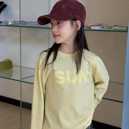 キッズ ジュニア 英字ロゴ プリント クルーネック 長袖Tシャツ【mh0014421】