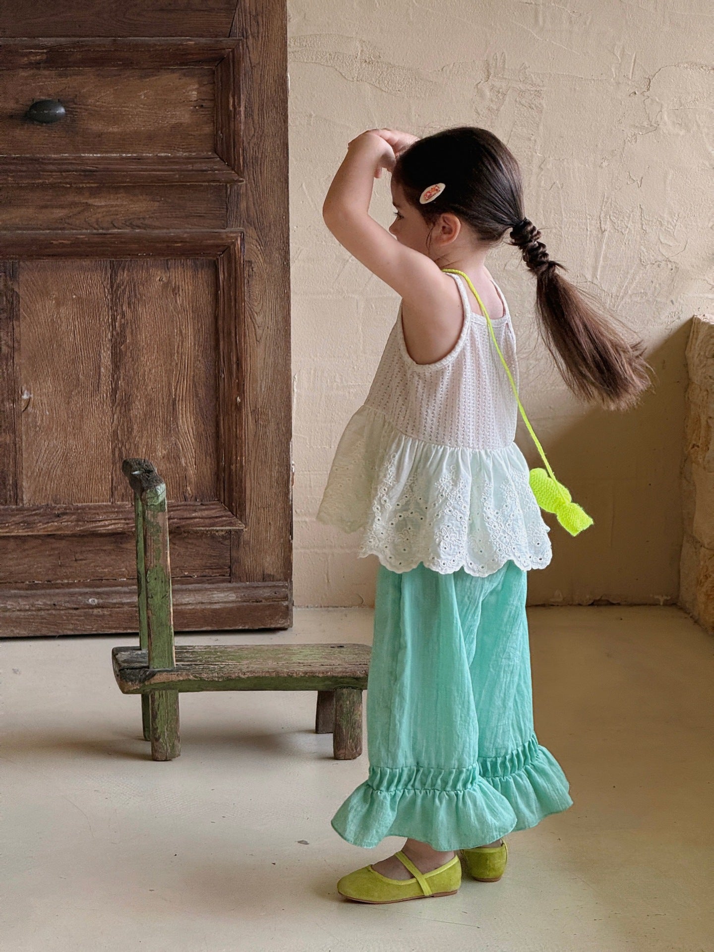 Eyelet Lace Ruffle Camisole Top チュニック キャミソール トップス【mh0013409】