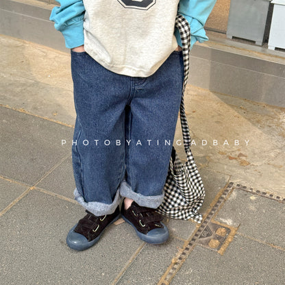 -キャラクタープリントポケットデニムパンツ ワイドパンツ【mh0010808】 - mamahalo shop - デニムパンツ -  べビー服 - 子供服 - 男の子 - 女の子