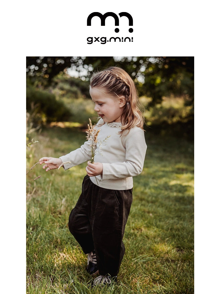 -長袖Tシャツ フリル襟 丸首 無地 カットソー ブラウス風【mh0011311】 - mamahalo shop - 長袖Tシャツ -  べビー服 - 子供服 - 男の子 - 女の子