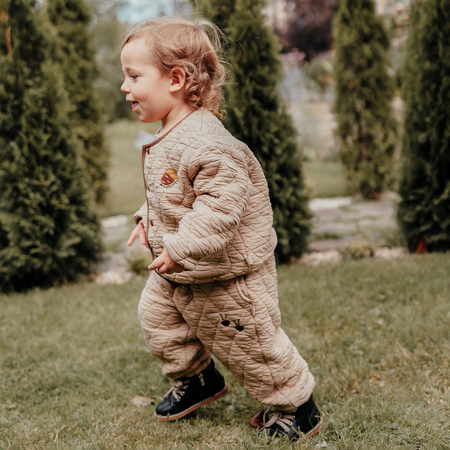 長袖キルトジャケット 裏起毛素材 パイピングデザイン アウター ブルゾン【mh0011647】