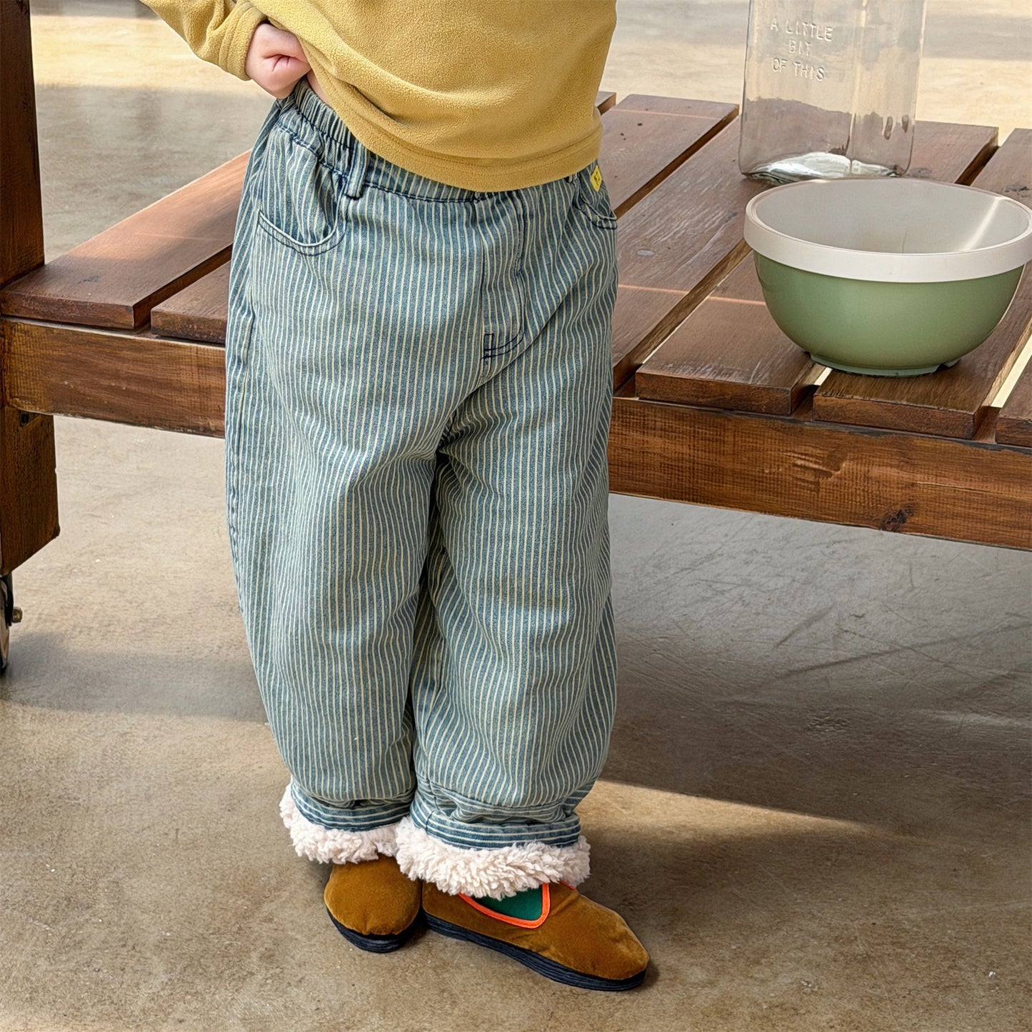 裏ボアデニムパンツ ストライプ 暖パン ジーンズ【mh0011914】