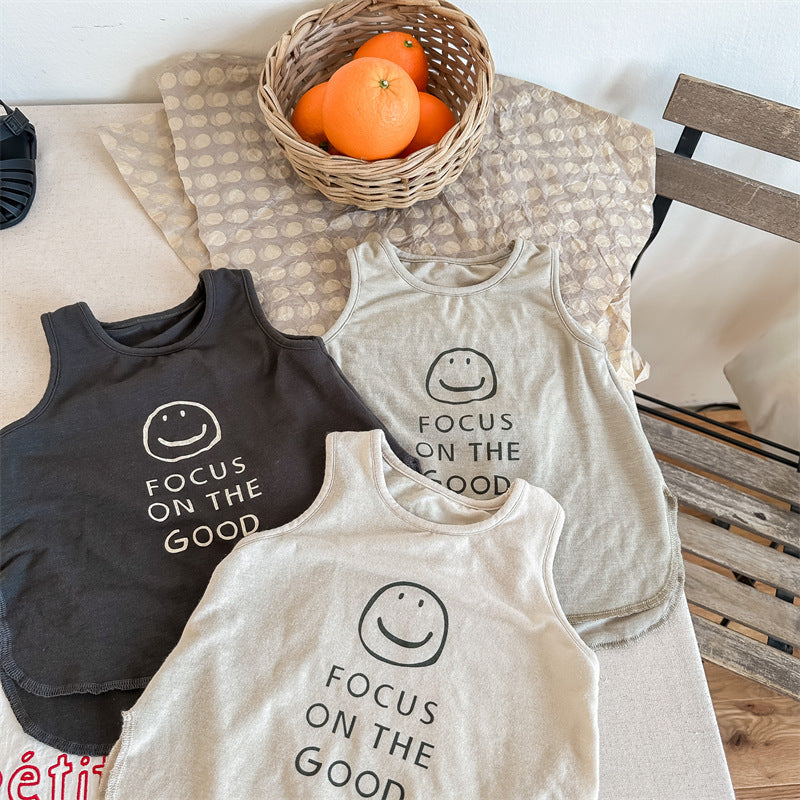Kids' Smile Print Tank Top & Shorts Set [mh0001805]
