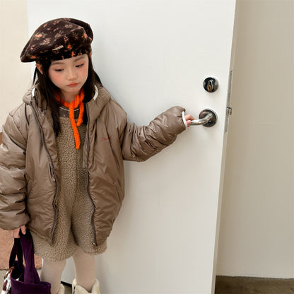 中綿フーディブルゾンジャケット 無地/ドット アウターコート【mh0011915】